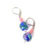 Blue and Pink Lampwork Glass Earrings