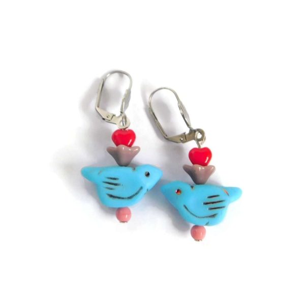 Bluebird Earrings with Czech Beads Colorful Glass Jewelry 7 Bluebird Earrings with Czech Beads Colorful Glass Jewelry