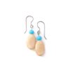Cream and Blue Oval Glass Bead Earrings