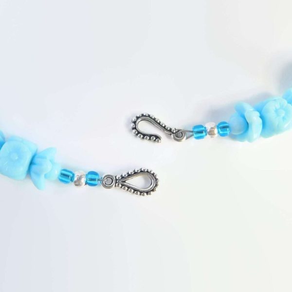Clasp of Light Blue Flower Bead Necklace