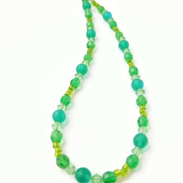 Green Czech Glass Necklace, Handmade Beaded Jewelry 8 Green Czech Glass Necklace