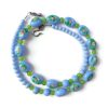 Hand Painted Floral Art Glass Bead Necklace Periwinkle Blue