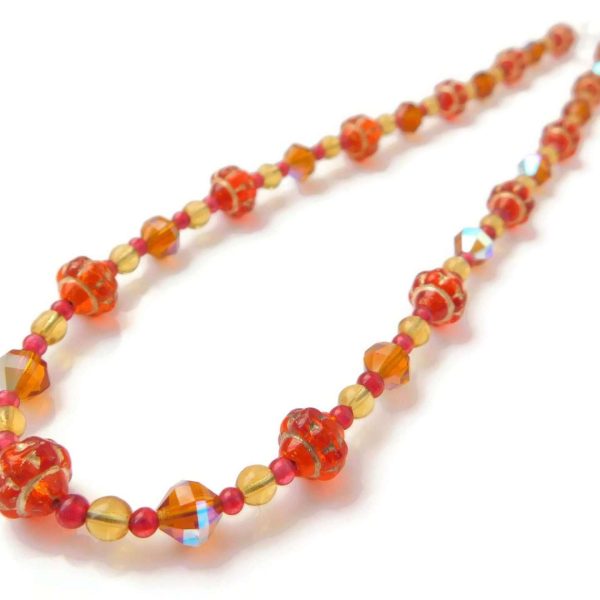 Orange Mixed Bead Necklace