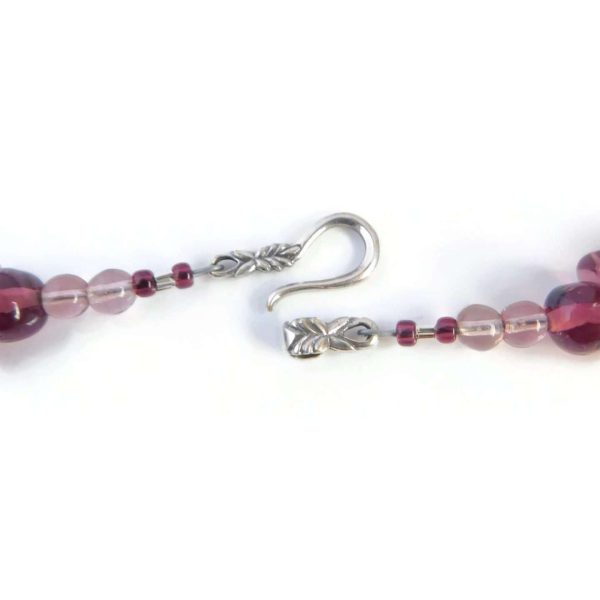Clasp of Purple Glass Flower Necklace