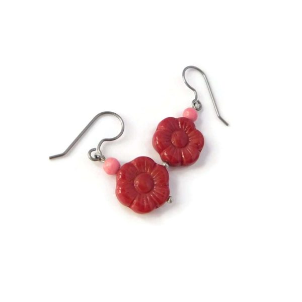 Red Flower Earrings