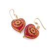 Red Heart Dangle Earrings, Czech Glass Jewelry 2 Red Glass Heart Dangle Earrings