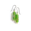 Apple Green Millefiori Tube Bead Earrings, Lampwork Jewelry 1 Translucent Green Millefiori Earrings Floral Glass Bead Jewelry