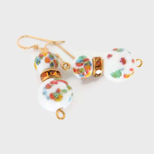White Millefiori Earrings