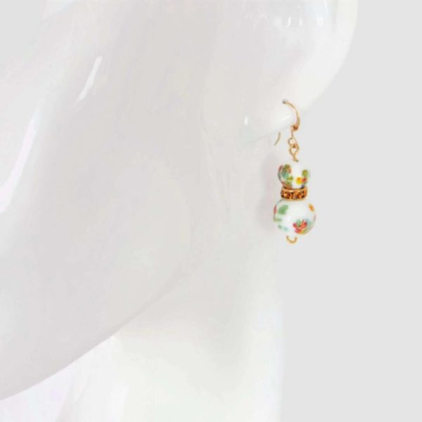 White Millefiori Earrings