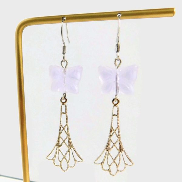 Edwardian Style Butterfly Earrings, Purple and Silver 8 Edwardian Style Butterfly Earrings