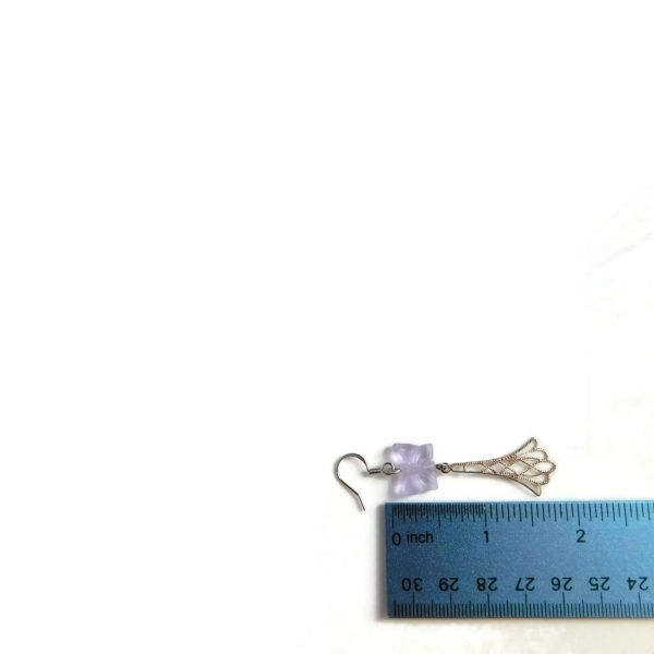 Edwardian Style Butterfly Earrings, Purple and Silver 9 Edwardian Style Butterfly Earrings with ruler for scale