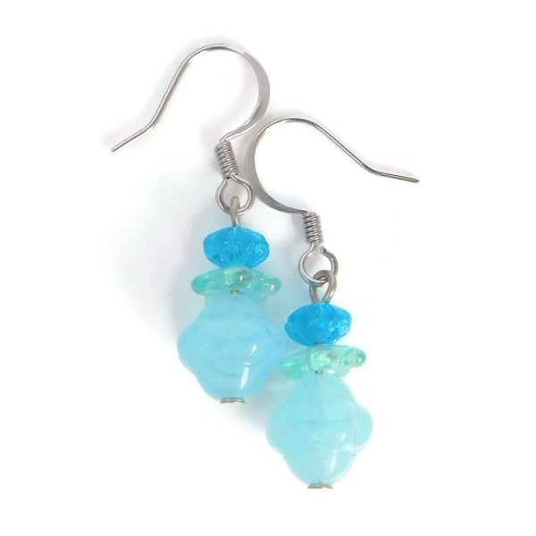 Light Blue Czech Glass Drop Earrings