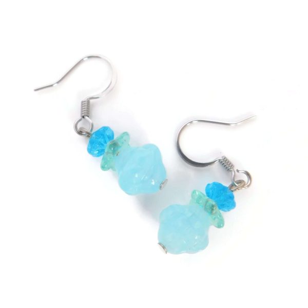 Light Blue Czech Glass Drop Earrings