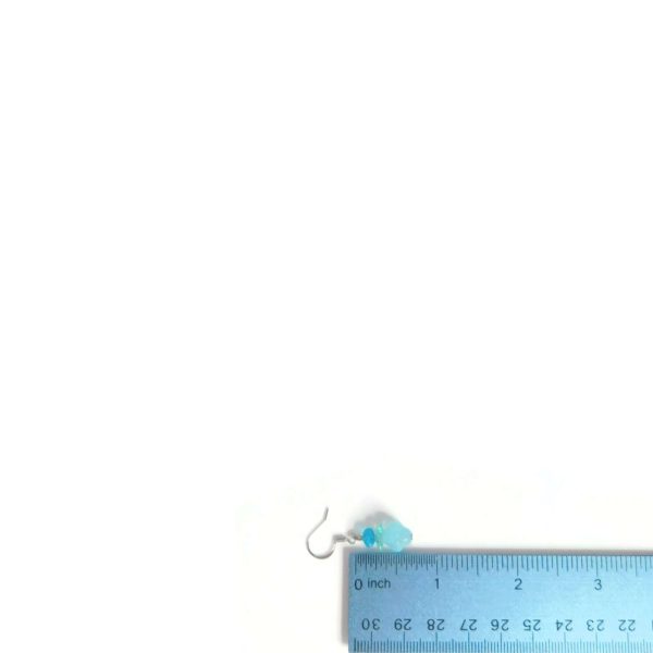 Light Blue Czech Glass Drop Earrings with ruler for scale