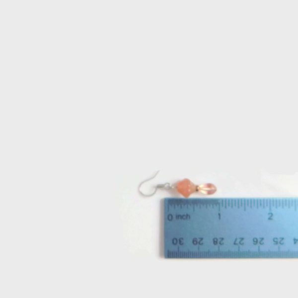 Pink Glass Bead Earrings, Handmade Jewelry 9 Pink Glass Bead Earrings with ruler for scale