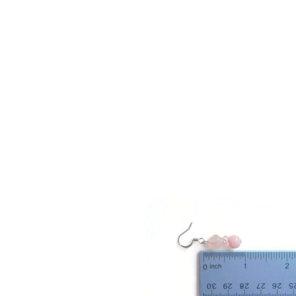 Light Pink Beaded Earrings with ruler for scale