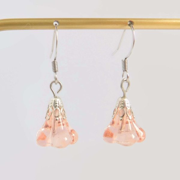 Vintage Style Pink Flower Drop Earrings