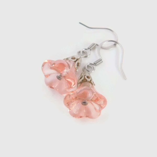 Vintage Style Pink Flower Drop Earrings