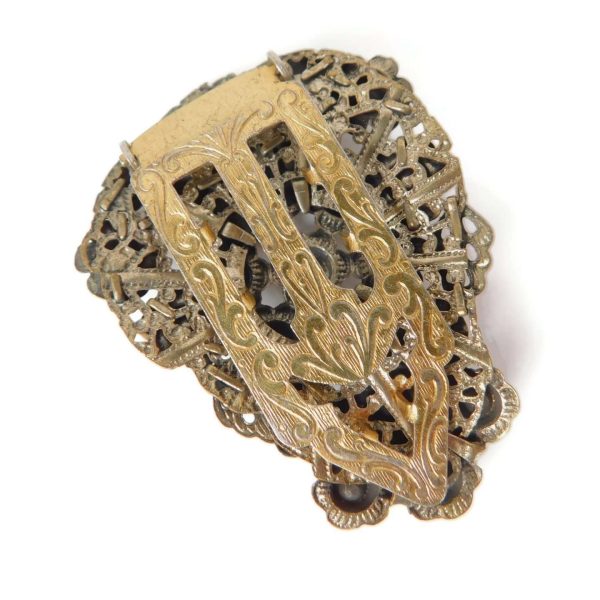 Vintage Czech Rhinestone Dress Clip Brooch 7 back of dress clip