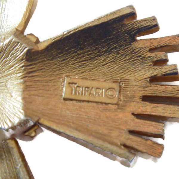 Vintage Abstract Brooch Signed Crown Trifari 8 Close Up of Signed Mark on Crown Trifari Brooch