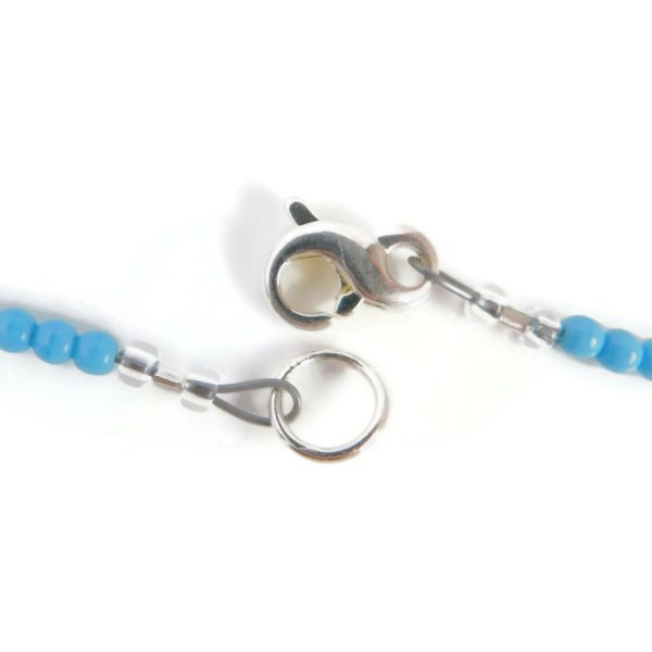 clasp of blue tombo bead necklace