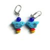 Colorful Bluebird Glass Bead Leverback Earrings 1 bluebird earrings