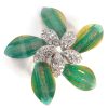Vintage Green Flower Pin Brooch 2 flower brooch