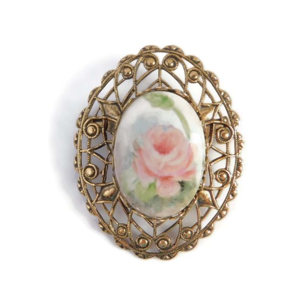 flower cameo brooch