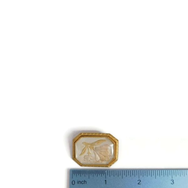 Vintage Essex Crystal Flower Brooch 9 reverse glass brooch with ruler for scale