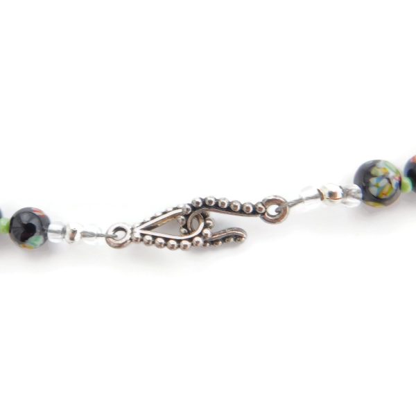 clasp of Black Millefiori Hand Beaded Choker