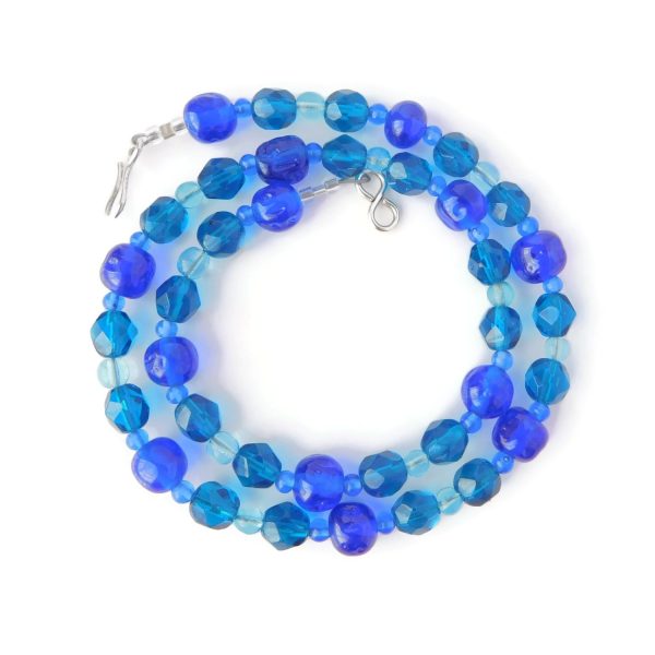 Blue Lampwork Glass Necklace With Vintage Glass Beads 7 Blue Glass Necklace