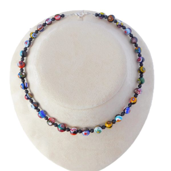 Millefiori Bead Necklace, Multi Color Jewelry 7 multicolor millefiori choker