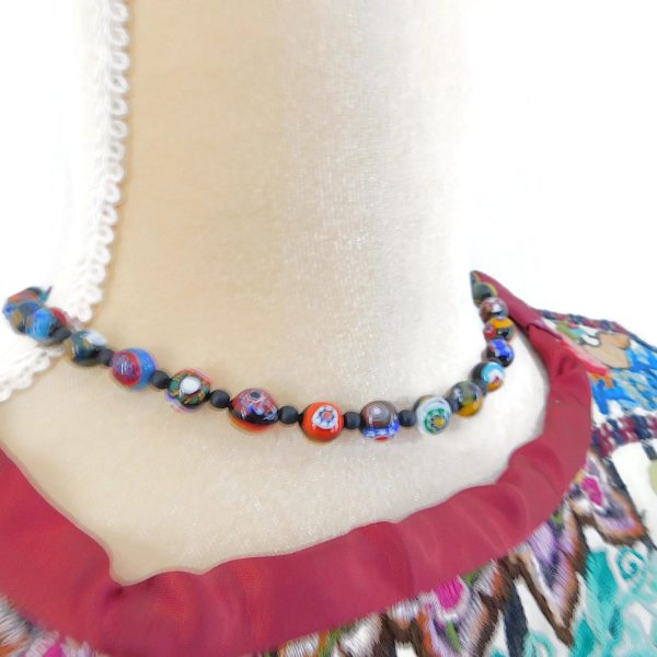 Millefiori Bead Necklace, Multi Color Jewelry 8 multicolor millefiori choker
