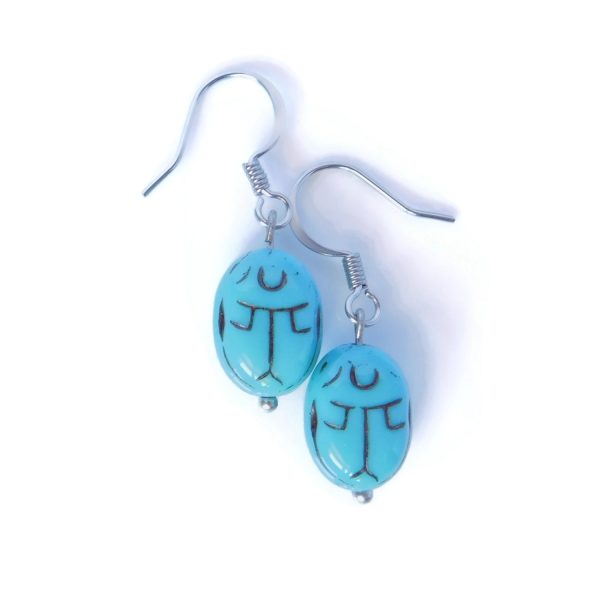 Blue Scarab Earrings