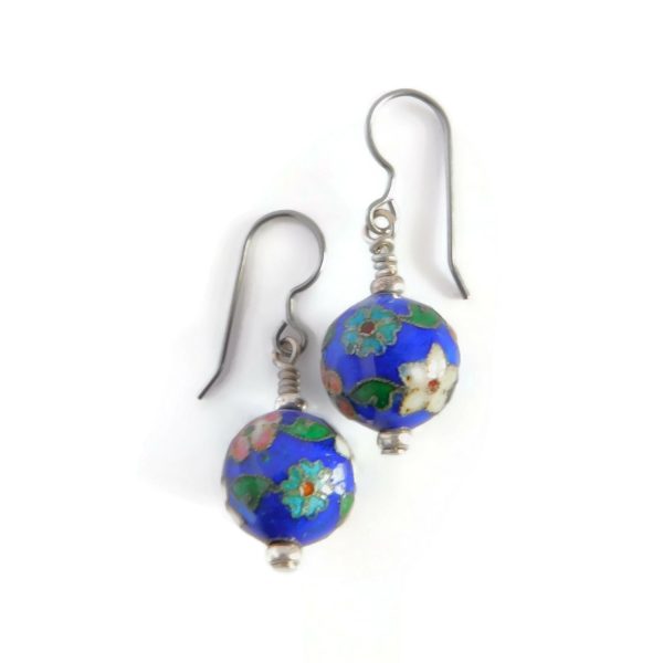 blue cloisonne earrings