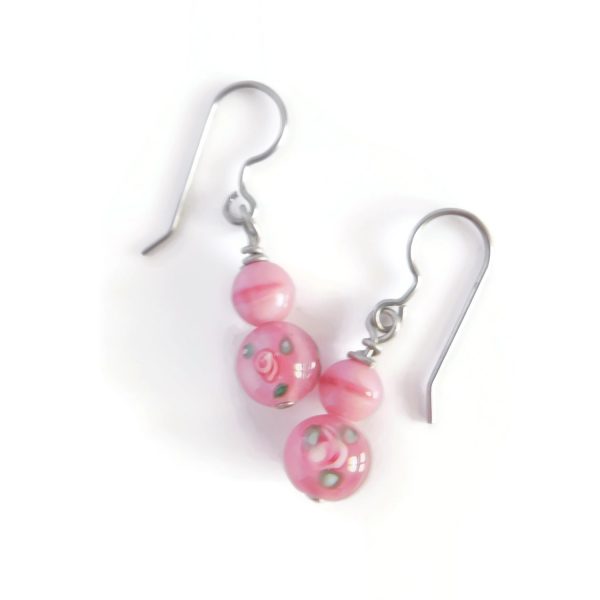 Pink Czech Glass Earrings