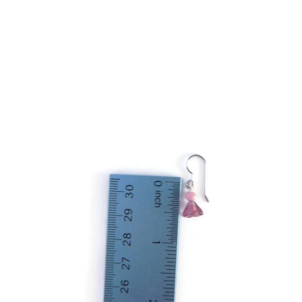 purple and pink flower earrings with ruler for scale