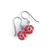 Pansy Flower Earrings, Small Drop, Red Silver Color 1 Small Red Pansy Earrings