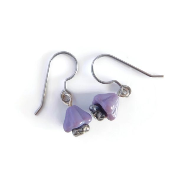 Small Purple Glass Flower Drop Earrings 7 Small Purple Glass Flower Drop Earrings