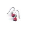 Small Red Czech Glass Flower Drop Earrings 2 tiny red flower earrings