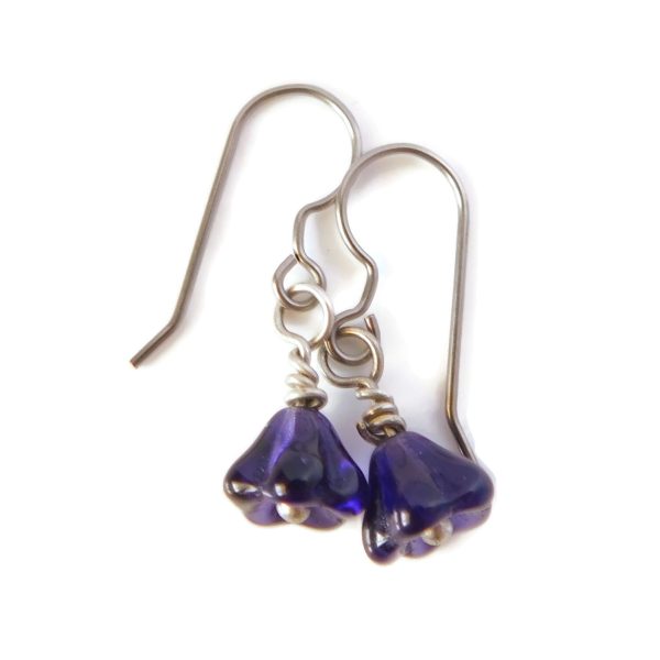 Tiny Purple Czech Glass Flower Earrings 7 Tiny Purple Czech Glass Flower Earrings