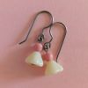 Mini Cream and Pink Czech Glass Flower Drop Earrings 1 mini czech cream flower earrings