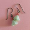Small Green and Pink Czech Glass Flower Drop Earrings 2 Green and Pink Czech Glass Flower Earrings