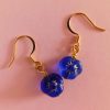 Pansy Earrings, Czech Glass, Blue Flower Jewelry 1 Blue Czech Glass Pansy Flower Drop Earrings