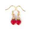 Red Heart Earrings, Small Drop, Czech Glass Jewelry 1 red heart earrings