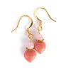 Pink Heart Drop Earrings, Czech Glass Bead Jewelry 1 pink heart earrings