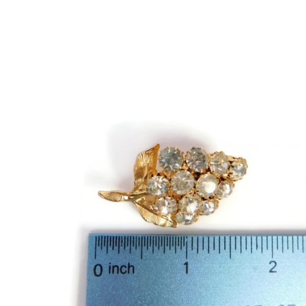 Vintage Rhinestone Grape Brooch with ruler for scale