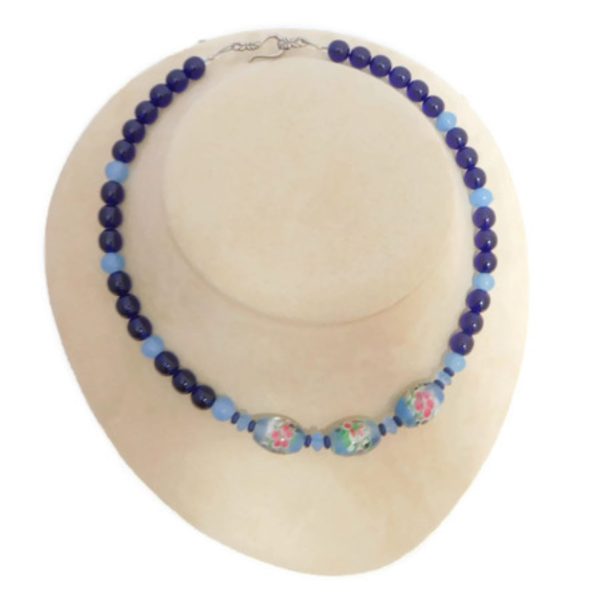 blue floral necklace