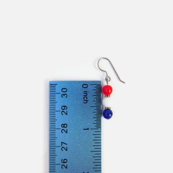 Fourth of July Earrings with ruler for scale