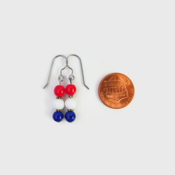 Fourth of July Earrings with penny for scale